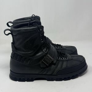 Polo Ralph Lauren Kilworth Duck Boots Mens 13 Black Leather Zip Buckle Vintage